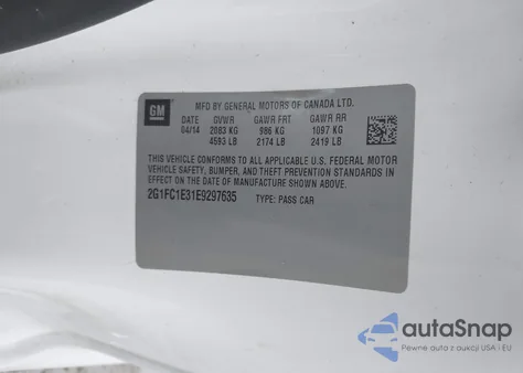 2014 Chevrolet Camaro 2Lt from USA, damaged, VIN 2G1FC1E31E9297635